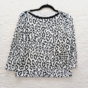 T-Shirt Size M Black Cheetah Mob Wife Resort Glam Luxe Casual Chic Vacation Y2K